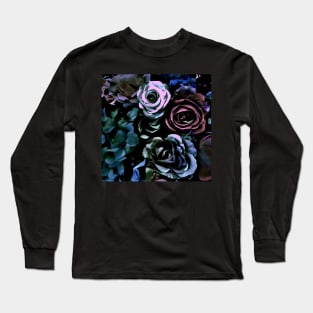 DARK MUTED ROSES HYDRANGEA FLORAL POSTER PRINT Long Sleeve T-Shirt